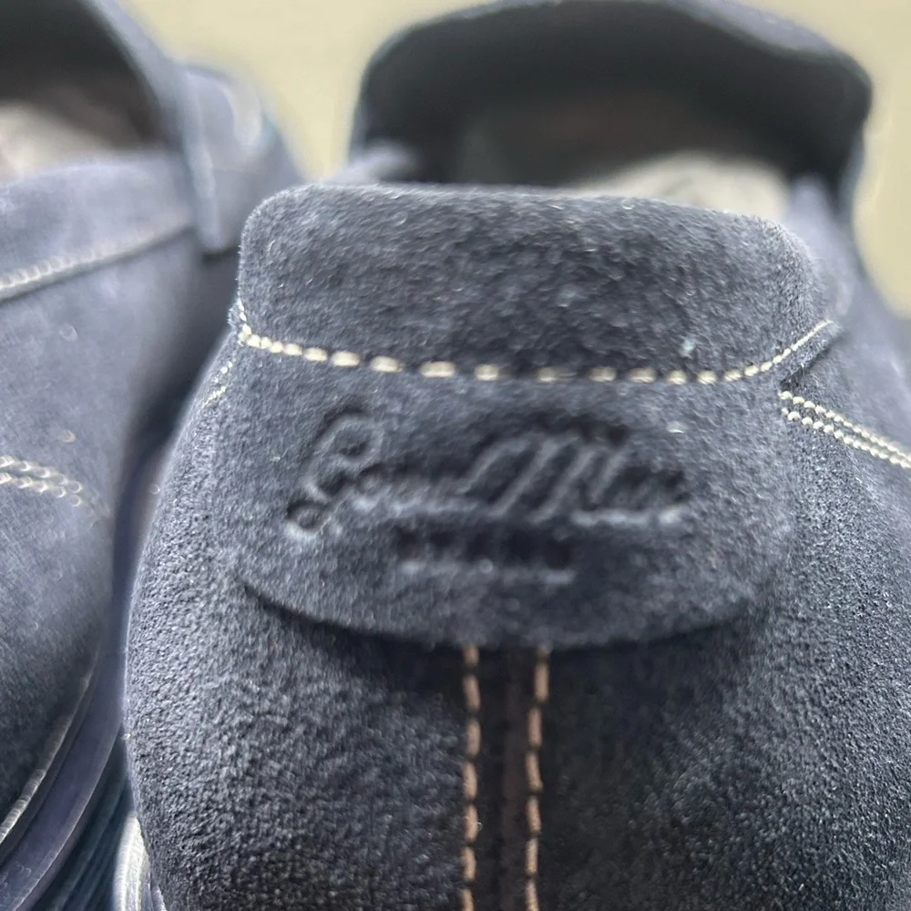 Men's Navy Suede Penny Loafers